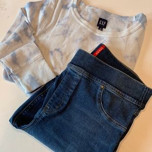 SPANX Tummy shaping RAW HEM pull on leggings Size L NWOT